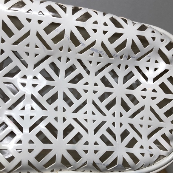 Tory Burch White Laser Cut Make Up Bag - Picture 11 of 12